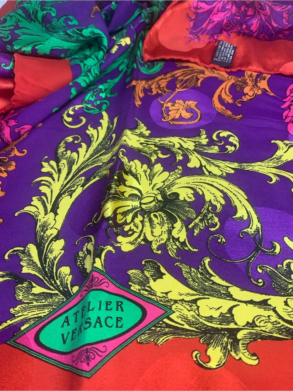 Atelier Versace Bold Baroque Silk Scarf - Purple, Red, Yellow, Green
